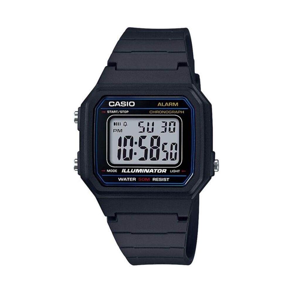 Casio Men's Classic Black Digital Watch with Clear Dial - W-217H-1AV